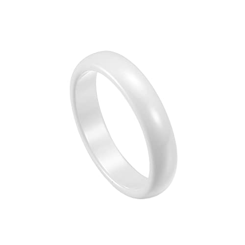 KnBoB 4MM Schmuck Keramik, Weiß Schlicht Partnerringe Hochzeit für Damen Größe 62 (19.7) von KnBoB