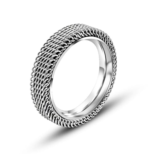 KnBoB 4MM Verlobungsring Mann Edelstahl Ring Silber Doppel Schicht Mode Schmuck Ringe Hochzeit Größe 60 (19.1) von KnBoB