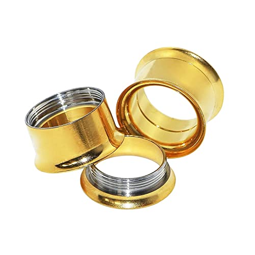 KnBoB 5MM Plug Ohr, 2 Stk Edelstahl Gold Creolen Flesh Tunnel für Herren Damen Ohr Tunnel von KnBoB