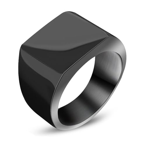 KnBoB 6.2MM Edelstahl Herren Ring Schwarz Schlicht Rechteck Schmuck Ringe Größe 54 (17.2) von KnBoB