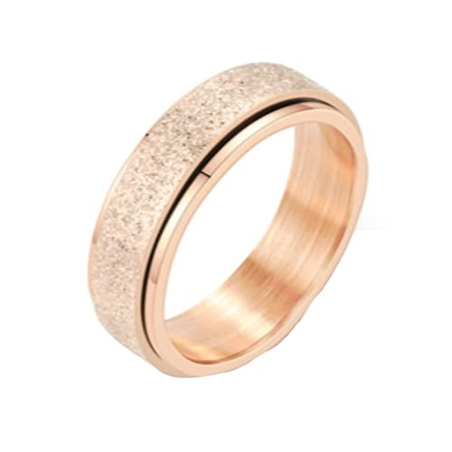 KnBoB 6MM Anti Stress Ringe, Rosegold Matt Spinner Ring Edelstahl Fidget Ring für Damen Herren Größe 67 (21.3) von KnBoB