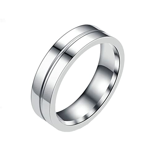 KnBoB 6MM Männer Ring, Silber Poliert Edelstahl Partnerringe Verlobungsringe für Herren Größe 65 (20.7) von KnBoB