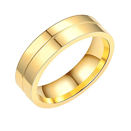 KnBoB 6MM Ring Mann, Gold Poliert Einfach Edelstahl Ringe Trauringe für Herren Größe 72 (22.9) von KnBoB