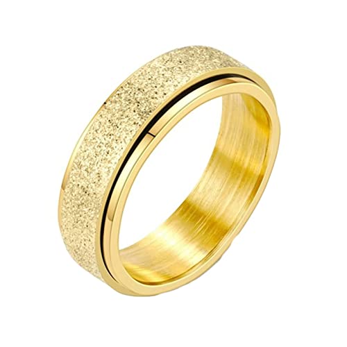 KnBoB 6MM Ring Spinner, Gold Matt Ring Edelstahl Anti Stress Ring für Damen Herren Größe 60 (19.1) von KnBoB