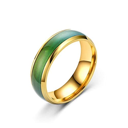KnBoB 6MM Ring Verlobung Paar Edelstahl Damen Herren Ring Gold Ring mit Farbwechsel Mode Schmuck Trauringe Größe 65 (20.7) von KnBoB