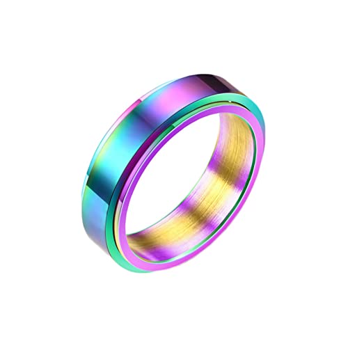 KnBoB 6MM Titan Damen und Herren Paar Ring Bunt Spinner Ring Einfach Schmuck Anti Angst Ring Größe 60 (19.1) von KnBoB