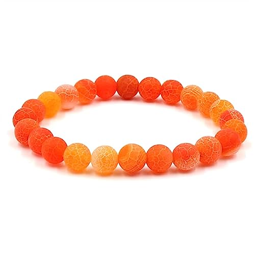 KnBoB 8MM Armbänder Perlen Damen Herren, Gelb Orange Schlicht Achat Naturstein Modeschmuck Armband 19 cm von KnBoB