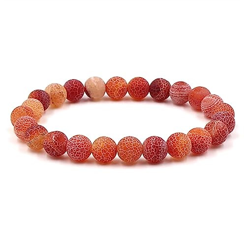 KnBoB 8MM Armbänder Perlen Damen Herren, Orange Schlicht Achat Naturstein Modeschmuck Armband 19 cm von KnBoB