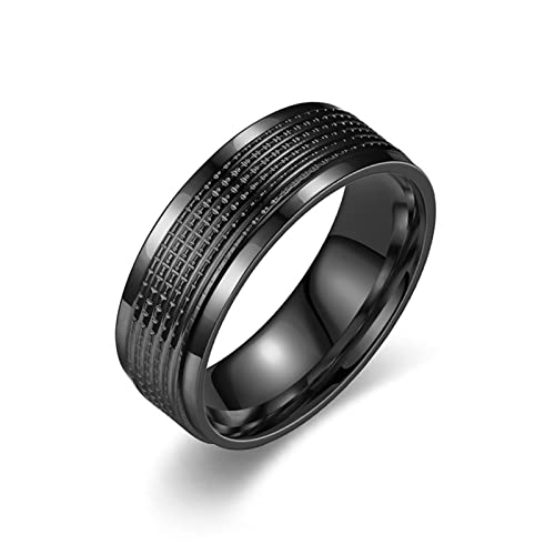 KnBoB 8MM Ehe Ringe Edelstahl Herren Ring Schwarz Poliert Mode Schmuck Trauringe Hochzeit Größe 60 (19.1) von KnBoB