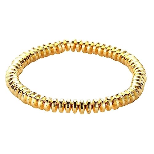 KnBoB 8MM Perlen Armband für Herren und Damen, Gold Schlicht Hämatit Schmuck Armbänder 19 CM von KnBoB