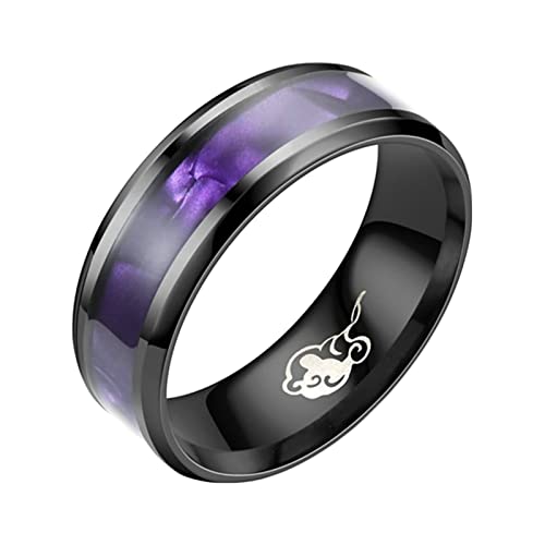 KnBoB 8MM Ring Herren Schmuck, Lila Schwarz Muschel Edelstahl Eheringe Größe 60 (19.1) von KnBoB