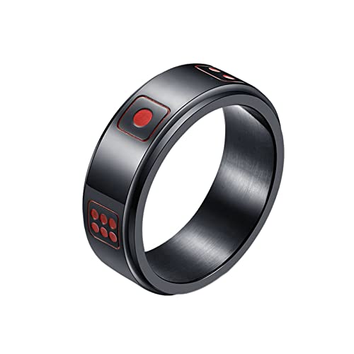 KnBoB 8MM Stress Ring, Schwarz Würfel Poliert Spinner Angst Ring Edelstahl Anxiety Relief Ring für Herren Größe 65 (20.7) von KnBoB