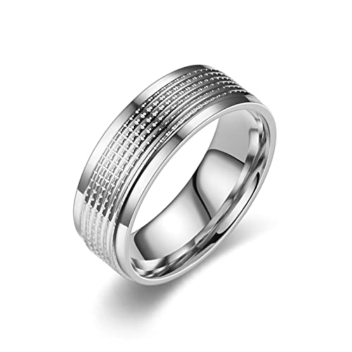 KnBoB 8MM Verlobung Ringe Edelstahl Herren Ring Silber Poliert Mode Schmuck Eheringe Hochzeit Größe 60 (19.1) von KnBoB