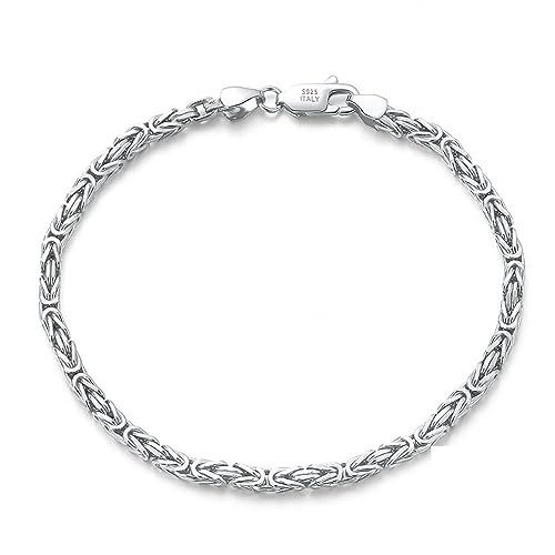 KnBoB 925 Silber Armband, Damen und Mädchen Byzantinisch Schmuck Schlicht 18 CM von KnBoB