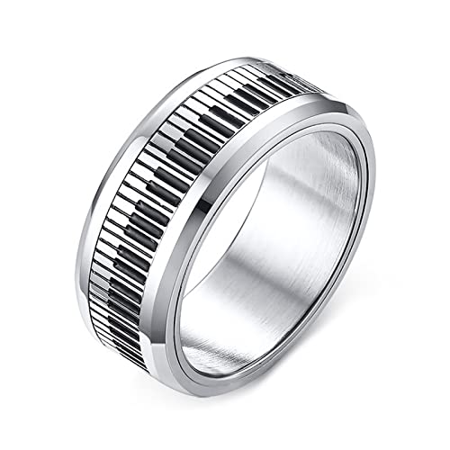 KnBoB Anti Stress Ringe, 8MM Edelstahl Herren Silber Spinner Ring Poliert Anxiety Ring Größe 67 (21.3) von KnBoB