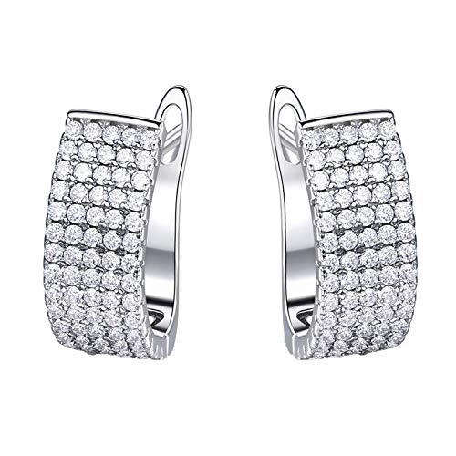 KnBoB Damen 925 Silber Ohrringe U Zirkonia Weiß Geschenke für Frauen von KnBoB