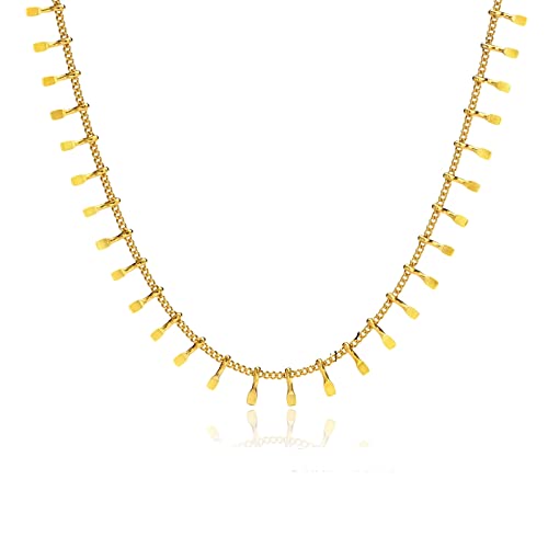 KnBoB Edelstahl Damen Halskette Gold Kette mit Geometrisch Modeschmuck Kette 45 CM von KnBoB