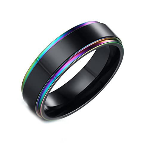 KnBoB Edelstahlring Freundschaft, 6MM Herren Schwarz Ring Poliert Ring Schmuck Schlicht Größe 60 (19.1) von KnBoB