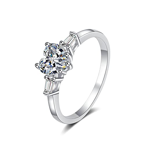 KnBoB Eheringe Damen 925 Silber 1.2ct Moissanit Herz Ringe Hochzeit Schmuck Verlobungsring Größe 57 (18.1) von KnBoB