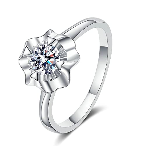 KnBoB Eheringe Schlicht Damen 925 Silber 5mm Zirkonia Solitär Trauringe Hochzeit Schmuck Ring Größe 57 (18.1) von KnBoB