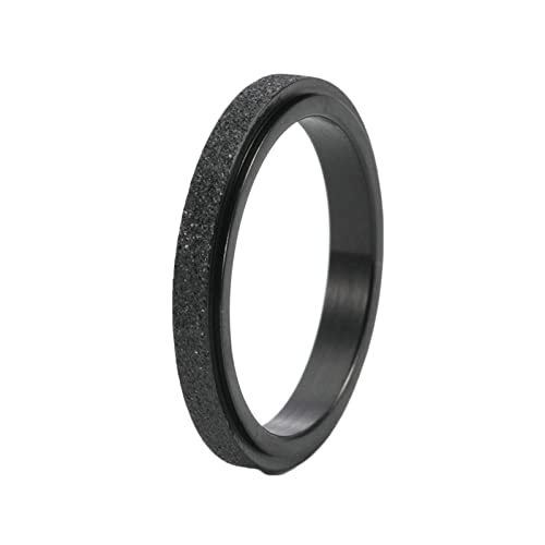KnBoB Fidget Ring Damen, 3MM Titan Ring Schwarz Matt Spinner Angst Ring Größe 57 (18.1) von KnBoB