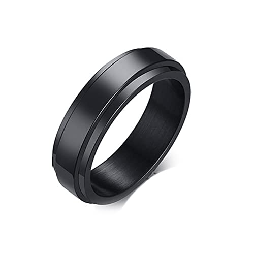 KnBoB Fidget Ringe, 6MM Edelstahl Herren Schwarz Spinner Ring Poliert Anxiety Ring Größe 49 (15.6) von KnBoB