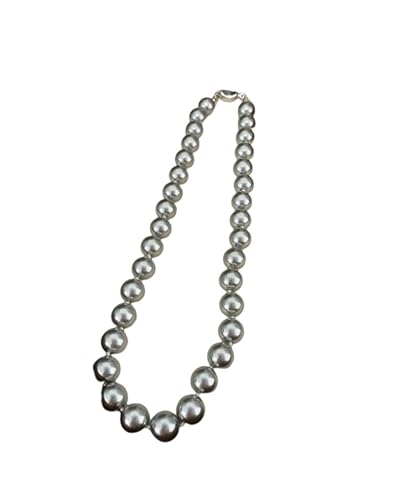 KnBoB Frauen Halskette Versilbert Grau 14MM Perle Retro Damen Modeschmuck Halskette 40 CM von KnBoB