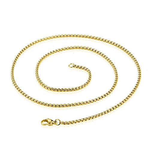 KnBoB Halskette Kette 55 cm, Belcher Kette 2.5MM Gold Edelstahl Herren Halskette Modeschmuck von KnBoB