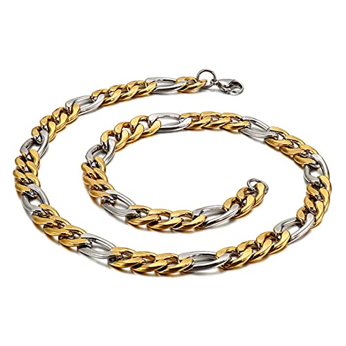 KnBoB Herren Halsketten 50 CM, Figarokette 3MM Hip Hop Silber Gold Edelstahl Halskette von KnBoB