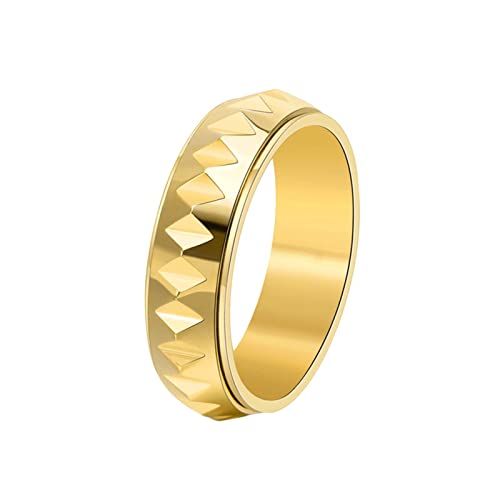 KnBoB Herrenring Gold, 8MM Titan Ring Dreieck Spinner Angst Ring Größe 67 (21.3) von KnBoB
