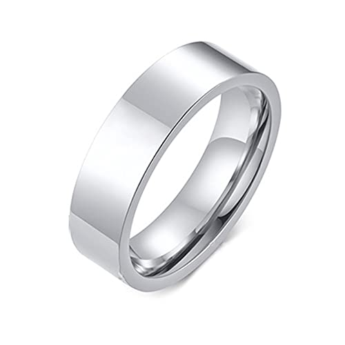 KnBoB Hochzeit Ringe Edelstahl, 6MM Herren Silber Ring Poliert Freundschaftsringe Partnerringe Größe 60 (19.1) von KnBoB