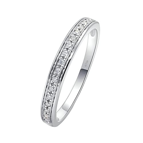 KnBoB Hochzeitsring, Damen 14 Karat (585) Weißgold Ring, Schlicht 0.05ct Moissanit Modeschmuck Ringe Schlicht Größe 47 (15.0) von KnBoB