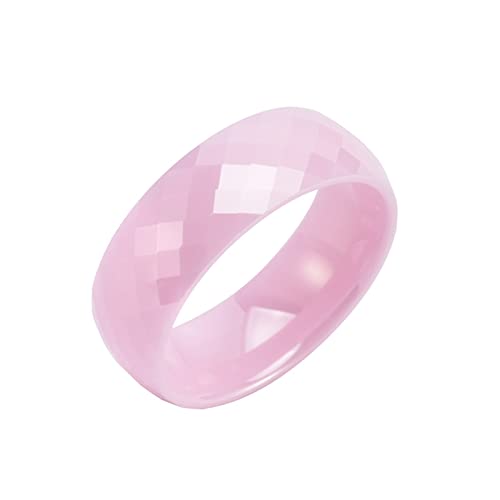 KnBoB Hochzeitsringe, 8MM Keramik Ring für Damen Rosa Raute Muster Verlobungsring Größe 67 (21.3) von KnBoB