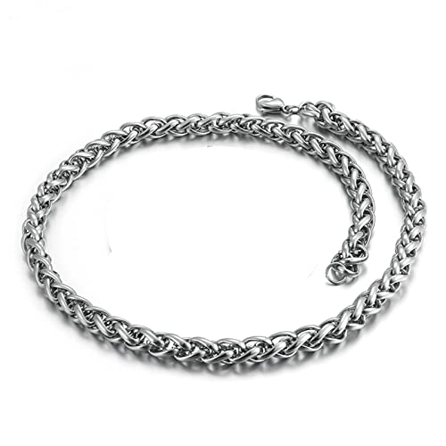 KnBoB Kette Halskette 60 cm, Weizenkette 10MM Silber Edelstahl Herren Halskette Modeschmuck von KnBoB