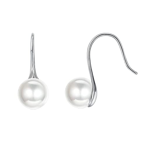 KnBoB Modeschmuck Ohrringe Damen, 925 Silber Ohrringe Weiß Perle Ohrstecker Nickelfrei von KnBoB