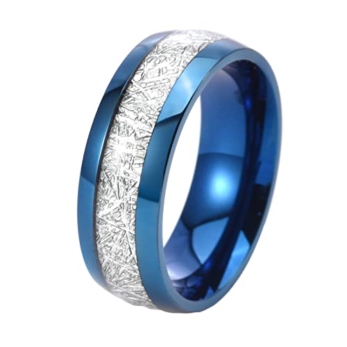 KnBoB Modeschmuck Ringe Herren, 8MM Titan Ring Blau Wolframcarbid Trauring Größe 54 (17.2) von KnBoB