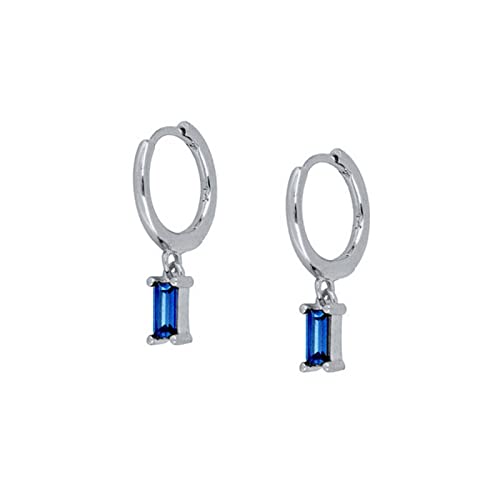 KnBoB Ohrstecker Mädchen Echt Silber, Anhänger mit Rechteck Blau Zirkonia 925 Silber Ohrhänger Elegant Ohrringe für Damen von KnBoB