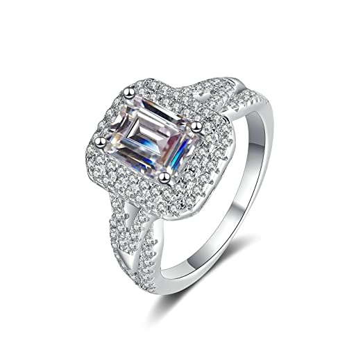 KnBoB Ring 925 Silber Damen 2ct Moissanit Elegant Eheringe und Verlobungsringe Schmuck Größe 57 (18.1) von KnBoB