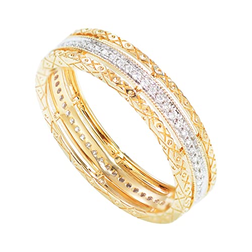 KnBoB Ring Damen 18 Karat (750) Gold, 0.23ct Diamant Ewigkeit Eheringe Schlicht Größe 54 (17.2) von KnBoB