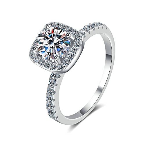 KnBoB Ring Damen Schmuck 925 Silber 6.5mm Zirkonia Elegant Eheringe und Verlobungsringe Größe 57 (18.1) von KnBoB