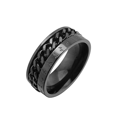 KnBoB Ring Fidget, Titan Ring für Herren Schwarz Wikinger Spinner Angst Ring Größe 57 (18.1) von KnBoB