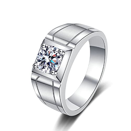 KnBoB Ring Herren Silber 925 0.5ct Moissanit Solitär Ringe Schmuck Eheringe Verlobungsring Größe 57 (18.1) von KnBoB