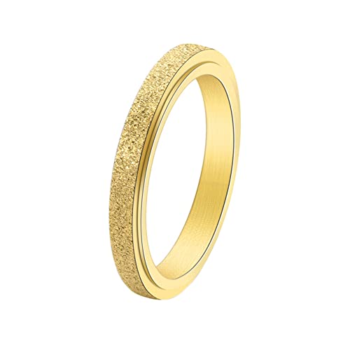 KnBoB Ring Mädchen, 3MM Titan Ring Gold Matt Spinner Fidget Angst Ring Größe 65 (20.7) von KnBoB