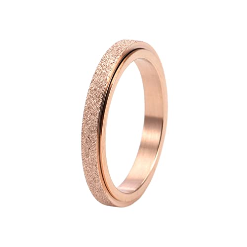 KnBoB Ring Mädchen, 3MM Titan Ring Rosegold Matt Spinner Angst Ring Größe 62 (19.7) von KnBoB