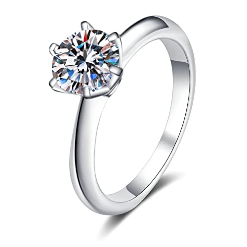 KnBoB Ring Silber 925 Damen 5ct Moissanit Solitär Verlobungsring Ring Schmuck Eheringe Größe 57 (18.1) von KnBoB