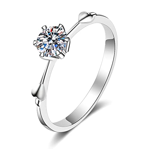 KnBoB Ring Silber 925 Damen 5mm Zirkonia Schlicht Solitär Trauring Schmuck Eheringe Größe 57 (18.1) von KnBoB