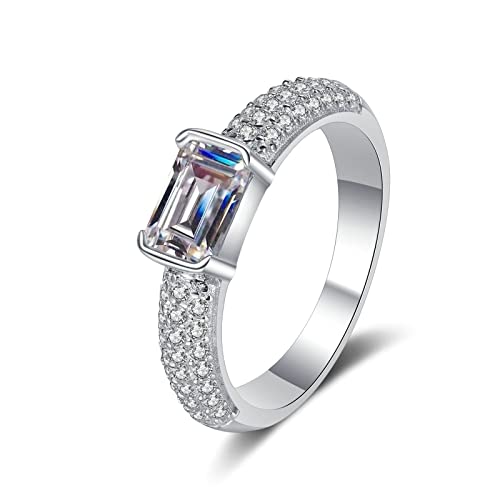 KnBoB Ring Silber 925 Mädchen Damen 1ct Moissanit Schlicht Mode Ring Schmuck Eheringe Größe 57 (18.1) von KnBoB