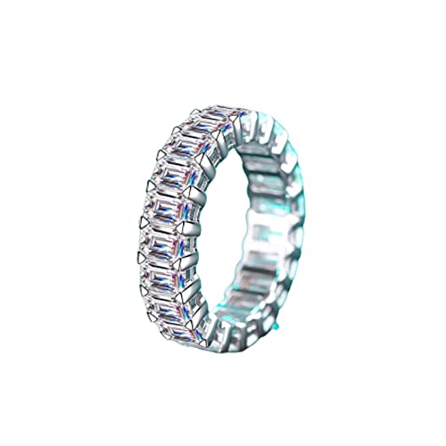 KnBoB Ring Silber 925 Schlicht Damen 10.5ct Moissanit Ewigkeit Ring Schmuck Eheringe Größe 57 (18.1) von KnBoB