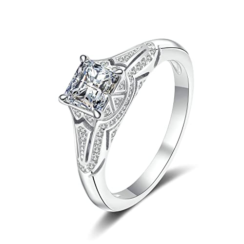 KnBoB Ring Silber 925 Schlicht Damen 1ct Moissanit Elegant Trauringe Schmuck Eheringe Größe 57 (18.1) von KnBoB