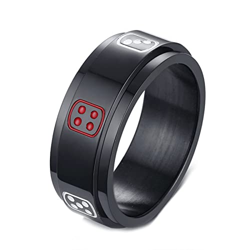 KnBoB Ring Spinner, 8MM Edelstahl Herren Schwarz Spinner Ring Anxiety Ring Größe 57 (18.1) von KnBoB